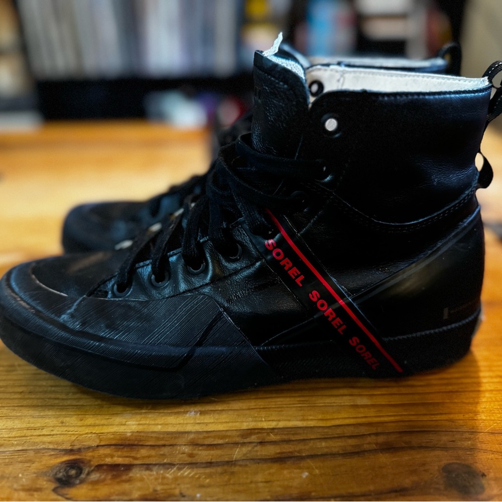 Sorel Black High-Top Sneakers with Red Accent